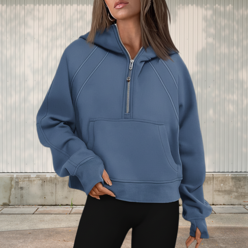 Women’s Casual Pullover Sweatshirt with Pocket | Oversized Half Zip Hoodie