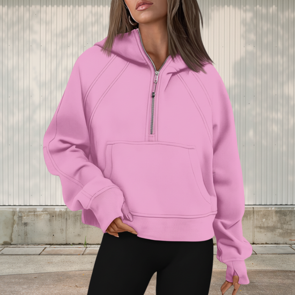Women’s Casual Pullover Sweatshirt with Pocket | Oversized Half Zip Hoodie