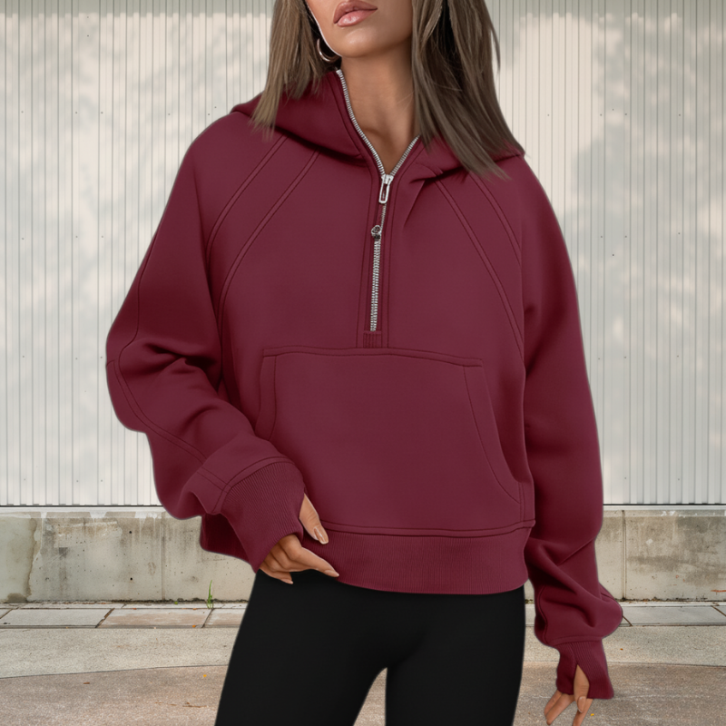 Women’s Casual Pullover Sweatshirt with Pocket | Oversized Half Zip Hoodie