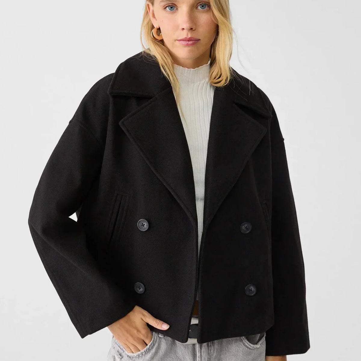 Women’s Double-Breasted Jacket | Cropped Workwear Style
