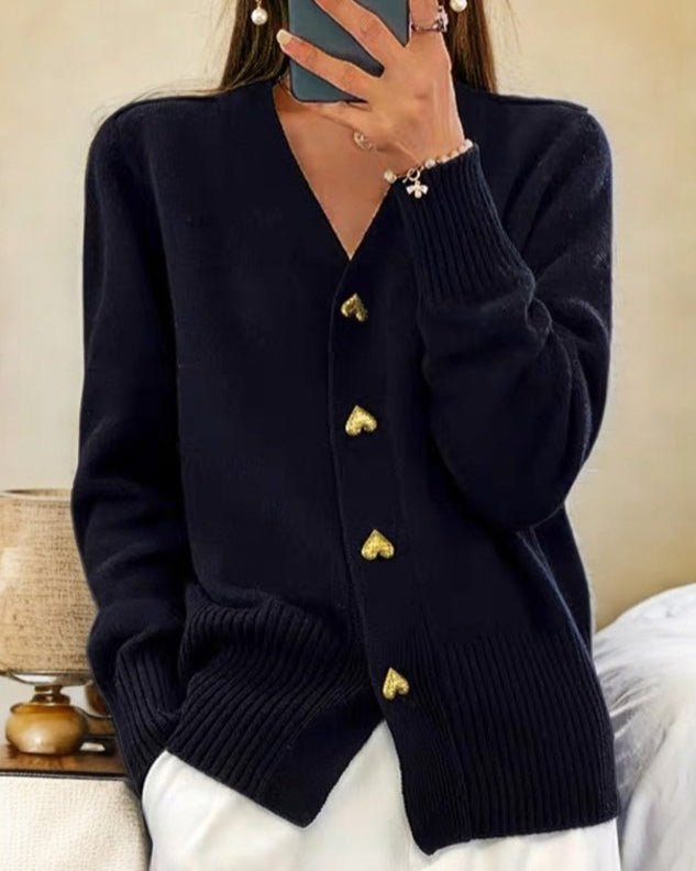 Women’s Button Front Cardigan | V-Neck Long Sleeve Knit