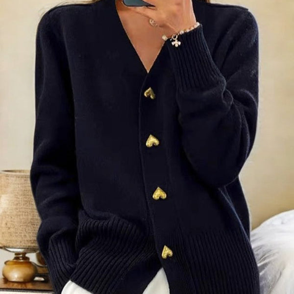 Women’s Button Front Cardigan | V-Neck Long Sleeve Knit