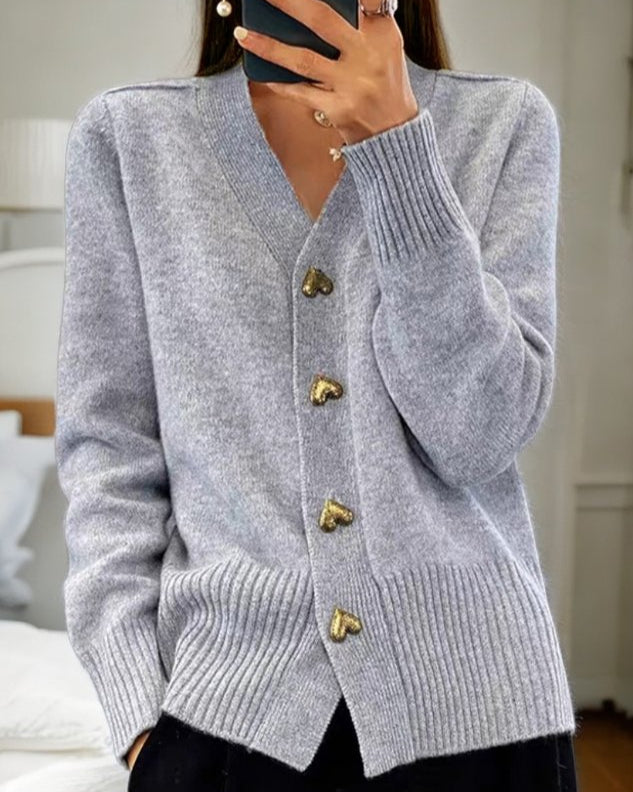 Women’s Button Front Cardigan | V-Neck Long Sleeve Knit