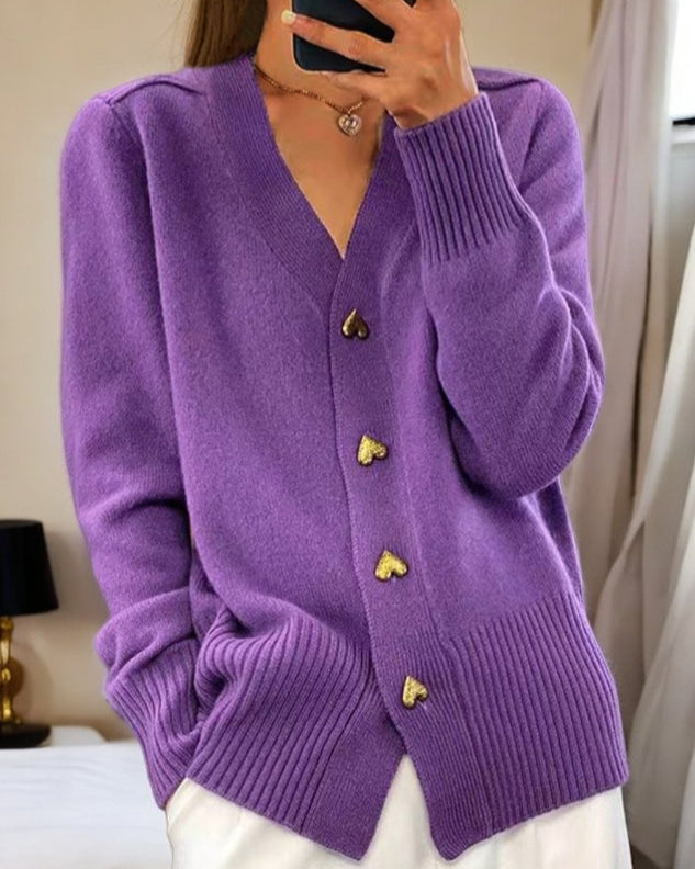 Women’s Button Front Cardigan | V-Neck Long Sleeve Knit