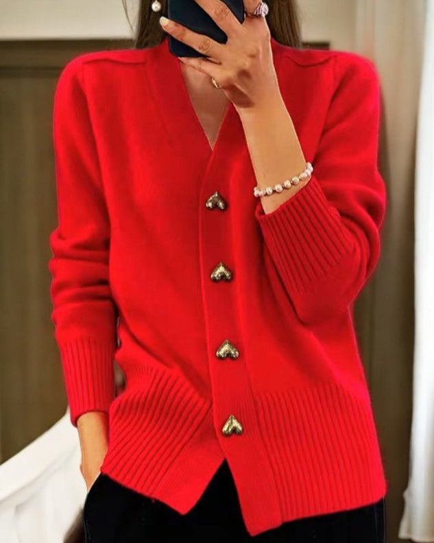Women’s Button Front Cardigan | V-Neck Long Sleeve Knit