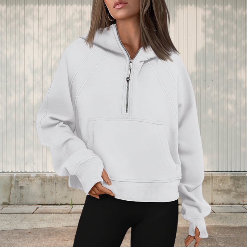 Women’s Casual Pullover Sweatshirt with Pocket | Oversized Half Zip Hoodie