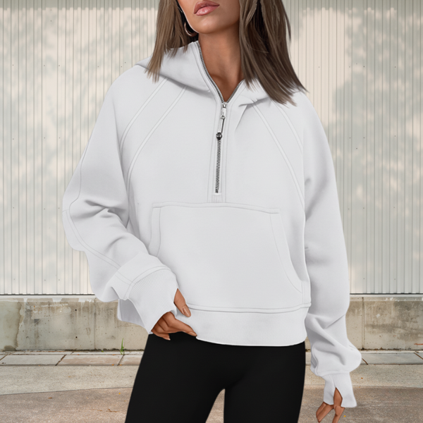 Women’s Casual Pullover Sweatshirt with Pocket | Oversized Half Zip Hoodie